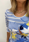 Olsen Floral Stripe Print Top, Blue Multi
