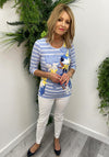 Olsen Floral Stripe Print Top, Blue Multi