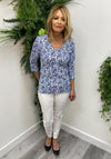Olsen Abstract Print Top, Blue