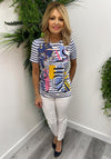 Barbara Lebek Stripe Abstract Print T-Shirt, Blue Multi