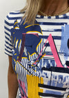 Barbara Lebek Stripe Abstract Print T-Shirt, Blue Multi