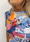 Barbara Lebek Floral Graffiti Print T-Shirt, Blue Multi