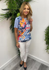 Barbara Lebek Floral Graffiti Print T-Shirt, Blue Multi