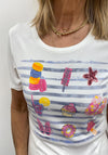 Barbara Lebek Favourites Stripe Graphic T-Shirt, White Multi