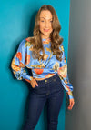 Vero Moda Renee Crop Print Satin Top, Little Boy Blue