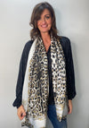 Seventy1 Silk Blend Leopard Print Scarf, Beige Multi