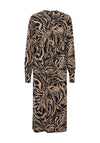 Ichi Animal Print A-Line Midi Dress, Tan & Black