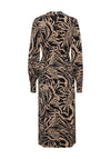 Ichi Animal Print A-Line Midi Dress, Tan & Black