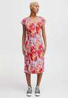 Ichi Marble Print Shirt Dress, Pink Multi