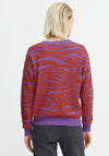 Ichi Contrast Colour Knit Sweater, Purple & Red