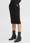 Ichi Jersey Pencil Midi Skirt, Black