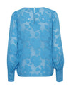 Ichi Floral Applique Chiffon Round Neck Top, Blue