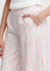 Ichi Abstract Stripe Wide Leg Trousers, Cloud Dancer