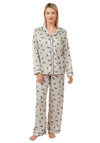 Indigo Sky Leopard Cat Print Pyjama Set, Oatmeal