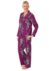 Marlon Floral Print Satin Pyjama Set, Fuchsia