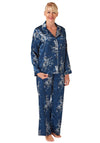 Marlon Floral Print Satin Pyjama Set, Ocean Blue