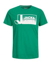 Jack & Jones Boys Logan Short Sleeve Tee, Verdant Green