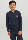 Jack & Jones Boys Andy Zip Up Hoodie, Navy Blazer
