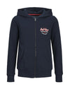 Jack & Jones Boys Andy Zip Up Hoodie, Navy Blazer