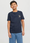 Jack & Jones Boys Filo Logo Short Sleeve Tee, Navy Blazer