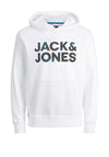 Jack & Jones Boy Neon Pop Sweat Hoodie, White