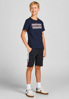 Jack & Jones Boys Logo Blocking Sweat Shorts, Navy Blazer