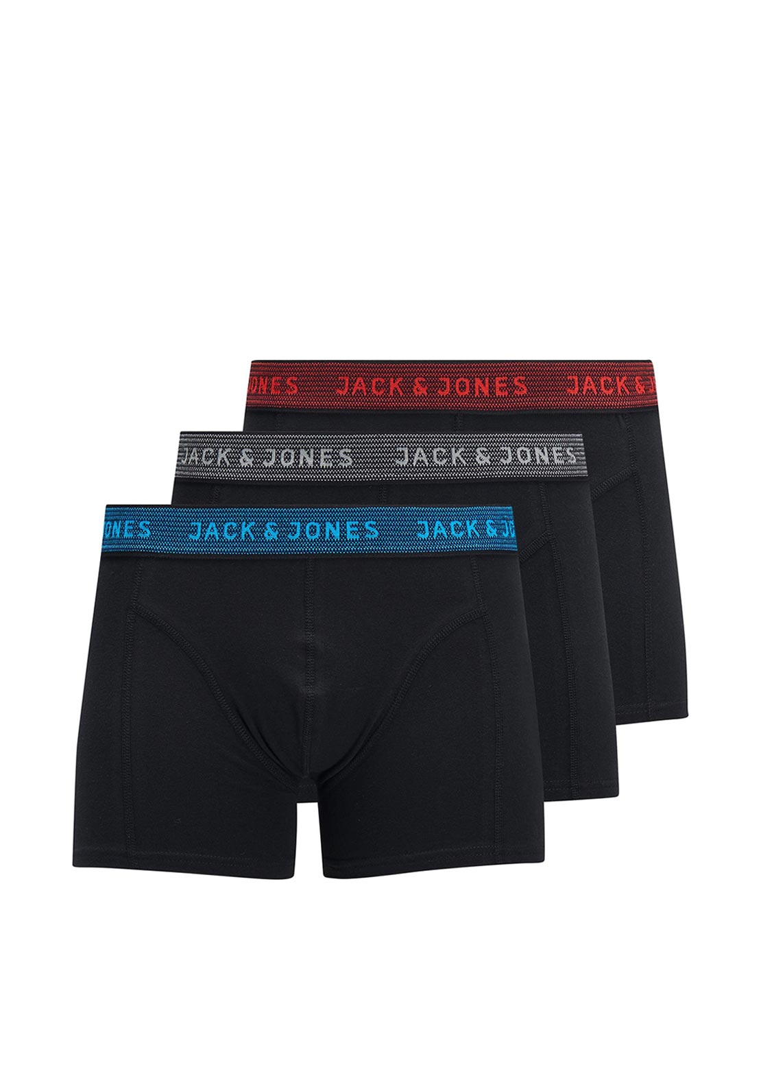 Jack & Jones Boys 3 Pack Trunks, Asphalt
