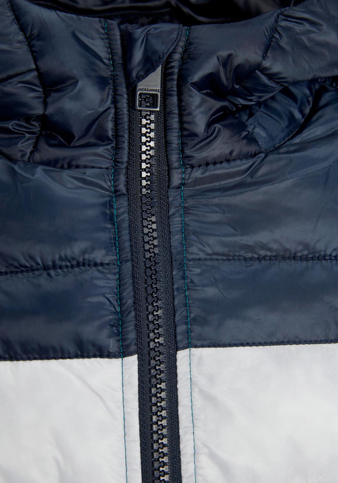 Jack & Jones Boys Hero Puffer Clour Block Hooded Jacket, Storm