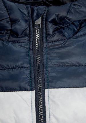 Jack & Jones Boys Hero Puffer Clour Block Hooded Jacket, Storm