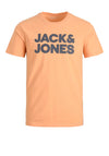 Jack & Jones Boys Corp Logo Short Sleeve Tee, Pumpkin