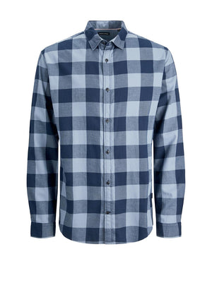 Jack & Jones Boys Gingham Twill Long Sleeve Shirt, Flint Stone