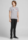JJack & Jones Boys Corp Logo Short Sleeve Tee, Light Grey