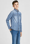 Jack & Jones Boys Sheridan Long Sleeve Shirt, Medium Blue Denim