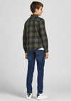 Jack & Jones Boys Gingham Twill Long Sleeve Shirt, Dusty Olive