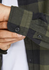 Jack & Jones Boys Gingham Twill Long Sleeve Shirt, Dusty Olive