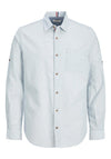 Jack and Jones Mens Detailed Long Sleeve Shirt, Dusty Blue