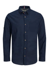 Jack and Jones Mens Detailed Long Sleeve Shirt, Navy Blazer