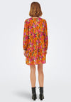 JDY Ruth Floral Print Mini Dress, Orange Multi