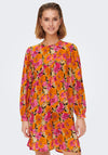 JDY Ruth Floral Print Mini Dress, Orange Multi