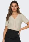 JDY Divya V Neck Top, Sandshell
