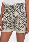JDY Maddie Paper Bag Print Shorts, Sandshell