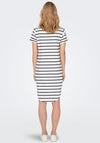JDY Ivy Striped Casual Jersey Dress, Cloud Dancer & Navy