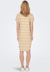 JDY Ivy Striped Casual Jersey Dress, Cloud Dancer & Apricot