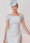 John Charles Jacquard Mesh Shoulder Midi Dress, Silver