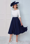 John Charles Chiffon Skirt Midi Dress, Navy & Ivory
