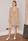 Jovonna Stella Pleat Blazer Mini Dress, Beige