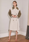 Jovonna Two Tone Oversize Trench Coat, Khaki