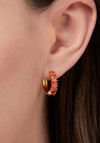 Knight & Day Classic Red CZ Hoops, Gold
