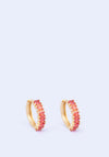 Knight & Day Classic Red CZ Hoops, Gold