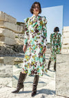 Kameya High Neck Floral Midi Dress, Green Multi
